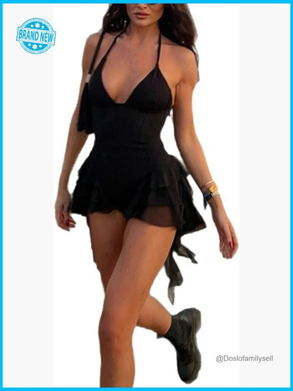 Sexy Halter Romper Summer Spaghetti Strap V Neck Backless Ruffle Shorts Jumpsuit
